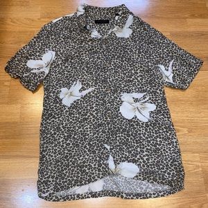 All saints men’s leopard button up shirt M